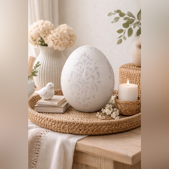 Pottery Barn Other - ✨ Pottery Barn Large Decorative Chambray Egg – Neutral Home Decor